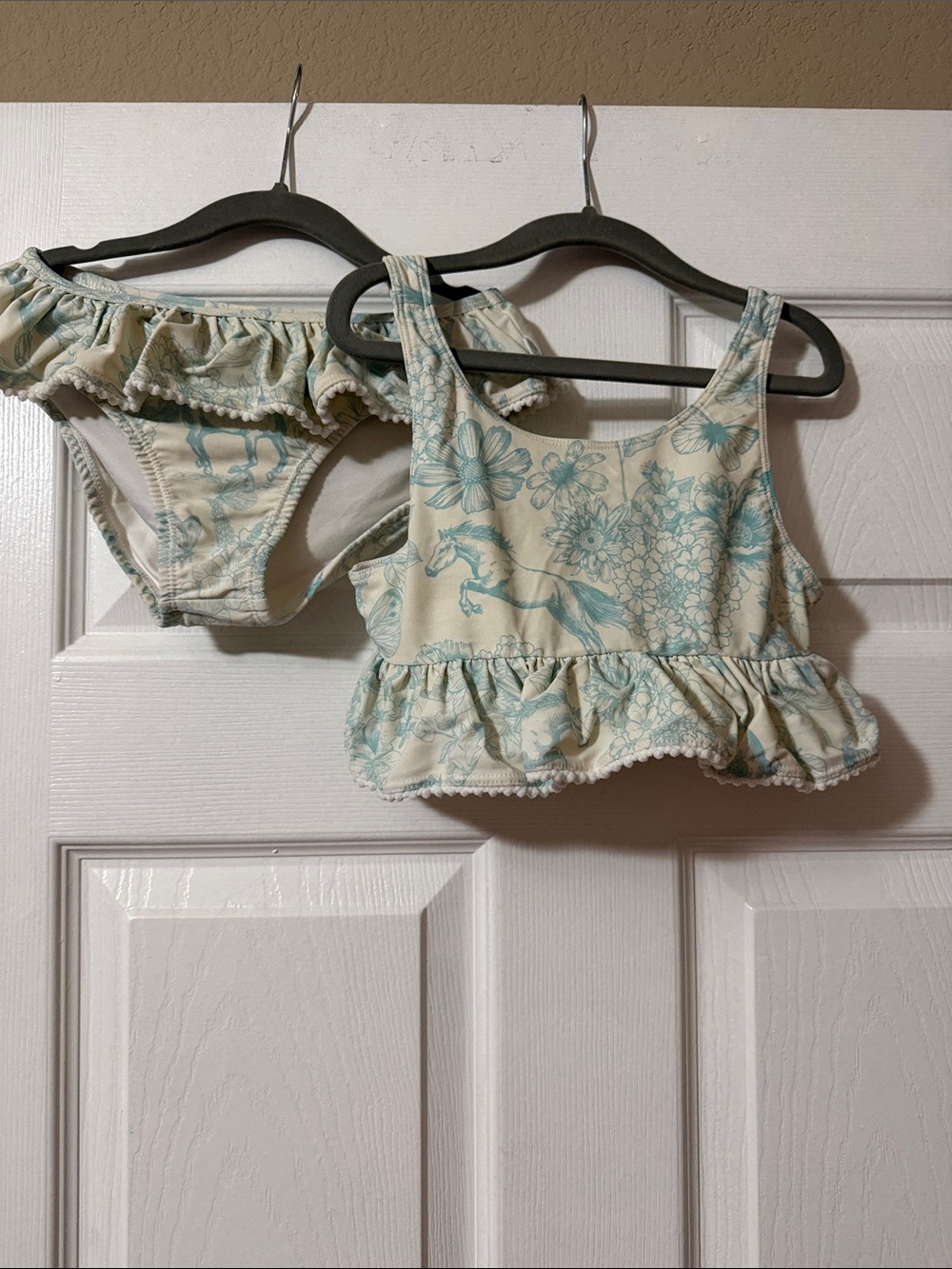 Posh Peanut White and Light Blue Floral Tank Top